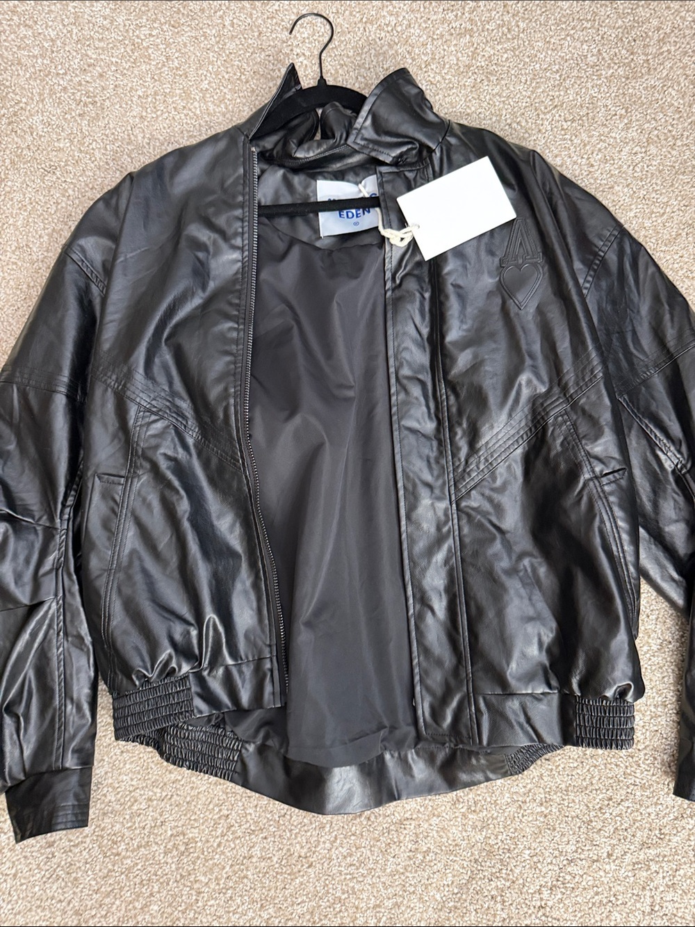 EDEN Black Faux Leather Bomber Jacket